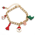 Fashion Christmas Santa Bracelet Adjustable Gold Plated Snowflake Tree Reindeer Snowman Bling Beads Chain Bangles
