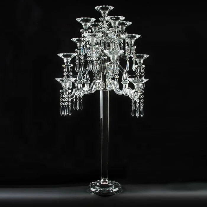 Wedding Decoration Candle Holders Tall 17 Arms Crystal Glass Candelabra Centerpiece