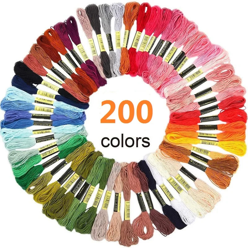 Hot Sale 50Pcs 100Pcs 200Pcs 447Pcs Mix Colors Cross Stitch Cotton Sewing Skeins Embroidery Thread Floss Kit DIY Sewing Tools