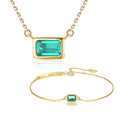 Daidan Jewelry Set Gold Plated Silver Set Jewelry Green Stone Luxury Zirconia Jewelry Sets for Women