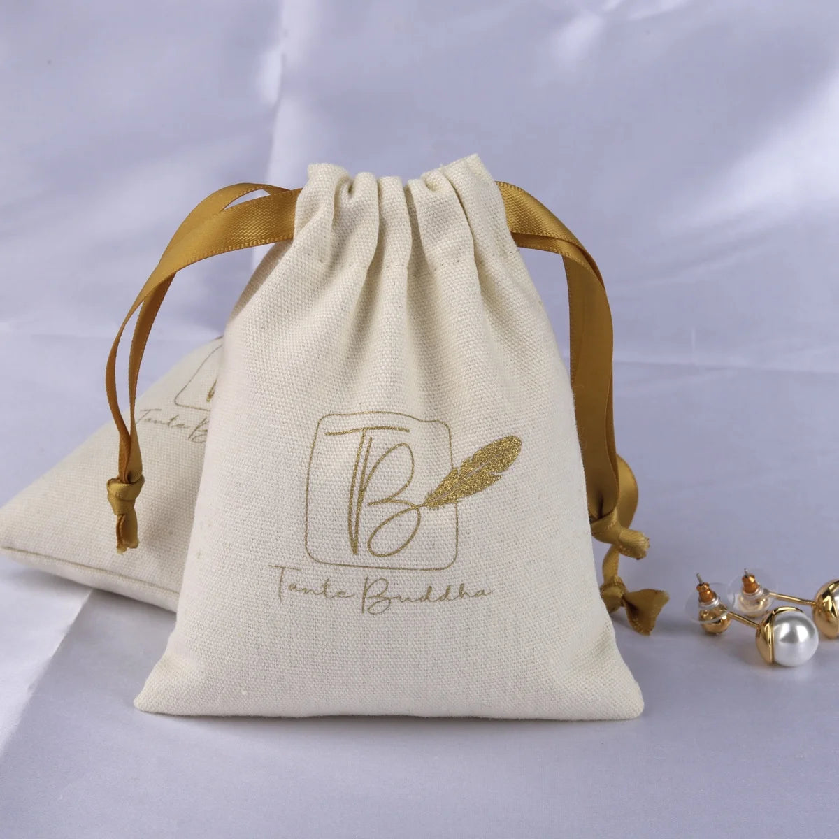 10*12 Cm 8 Oz Canvas Drawstring Makeup Cosmetic Pouch Soft Beige Cotton Dust Jewely Gift Bag