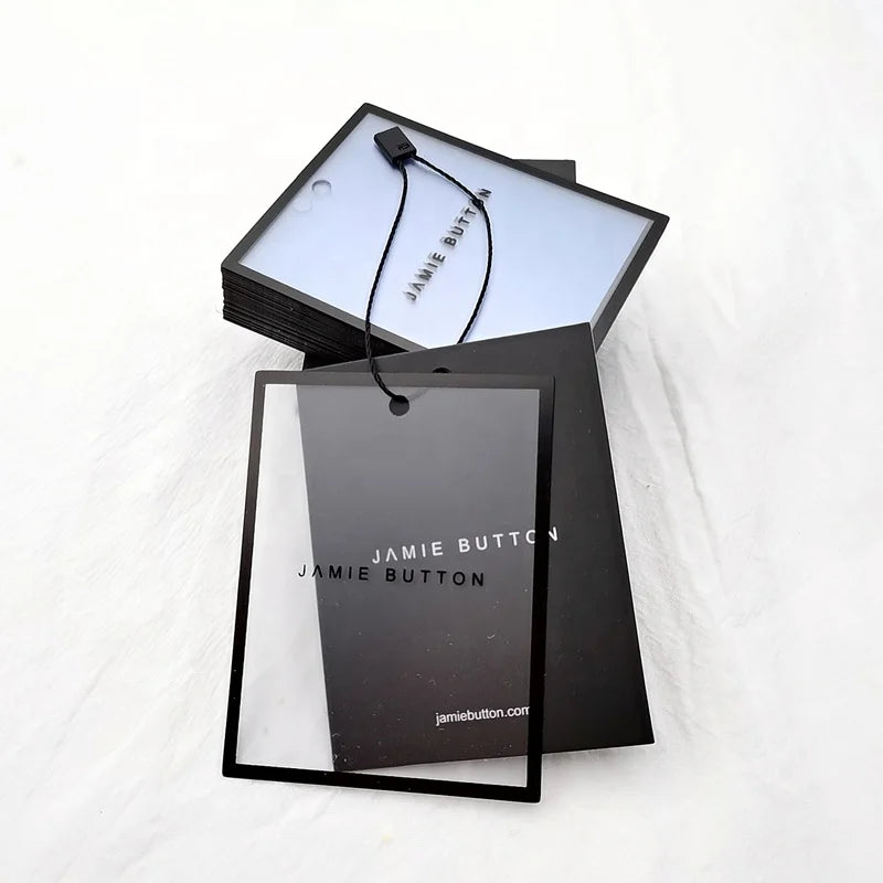 OEM Customized PVC Sticker Label New Designs Printed Paper Hang Tag With String for Cloth Plastic Bags Shoes Thick Affordable