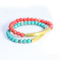 Personalized Engraved Inspirational Bracelet Gold Plated Stainless Steel Custom Blank Bar Beaded Healing Stone Bracelet