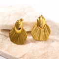 2024 Latest Models Stainless Steel 18K Gold Plated  Fishtail Ribbed Polished Earrings for Women