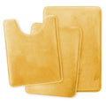 Soft Flannel Cushioned Camel Toilet Mats of 3 Piece Non-slip Bathroom Mat Set Memory Foam Bath Mats Set for Toliet