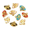 Stainless Steel Gold Plated 3D Football Sports Balls Oil Drop Enamel Charms Rugby Pendant for DIY Jewelry Making Accessories