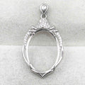 Sterling Silver 16*21mm Semi Mount Pendant Empty Frame Blank Support Setting S925 Base Holder Without Center Stone for DIY Inlay