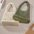 Customized Color Crochet Bag for Women Fashionable Mesh Beach Bag with PU Bottom Handle Portable Cotton Macrame Summer Style