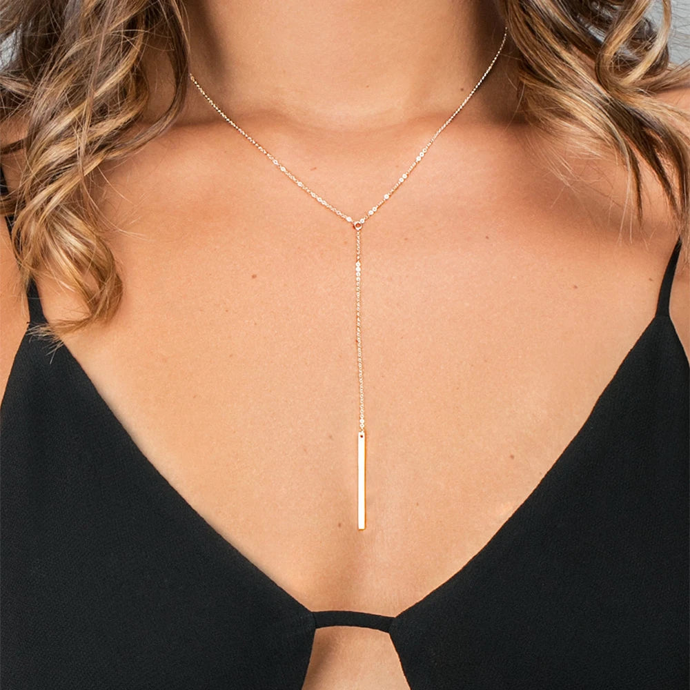 GN127 Bar Pendant Necklace Handmade Jewelry 14K Gold Filled Pendants Choker Necklace for Women