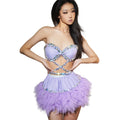 Sexy Off Shoulder Rhinestone Corset a Line Skirt 2 Piece Set Wedding Prom Dress Prom Gown Women Stage Performance Dance Wear