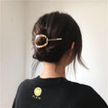 Fashion Metal Hair Clip Round Square Hollow Circle Hair Stick Hair Jewelry Tiara Fashion Bride Women Headwear
