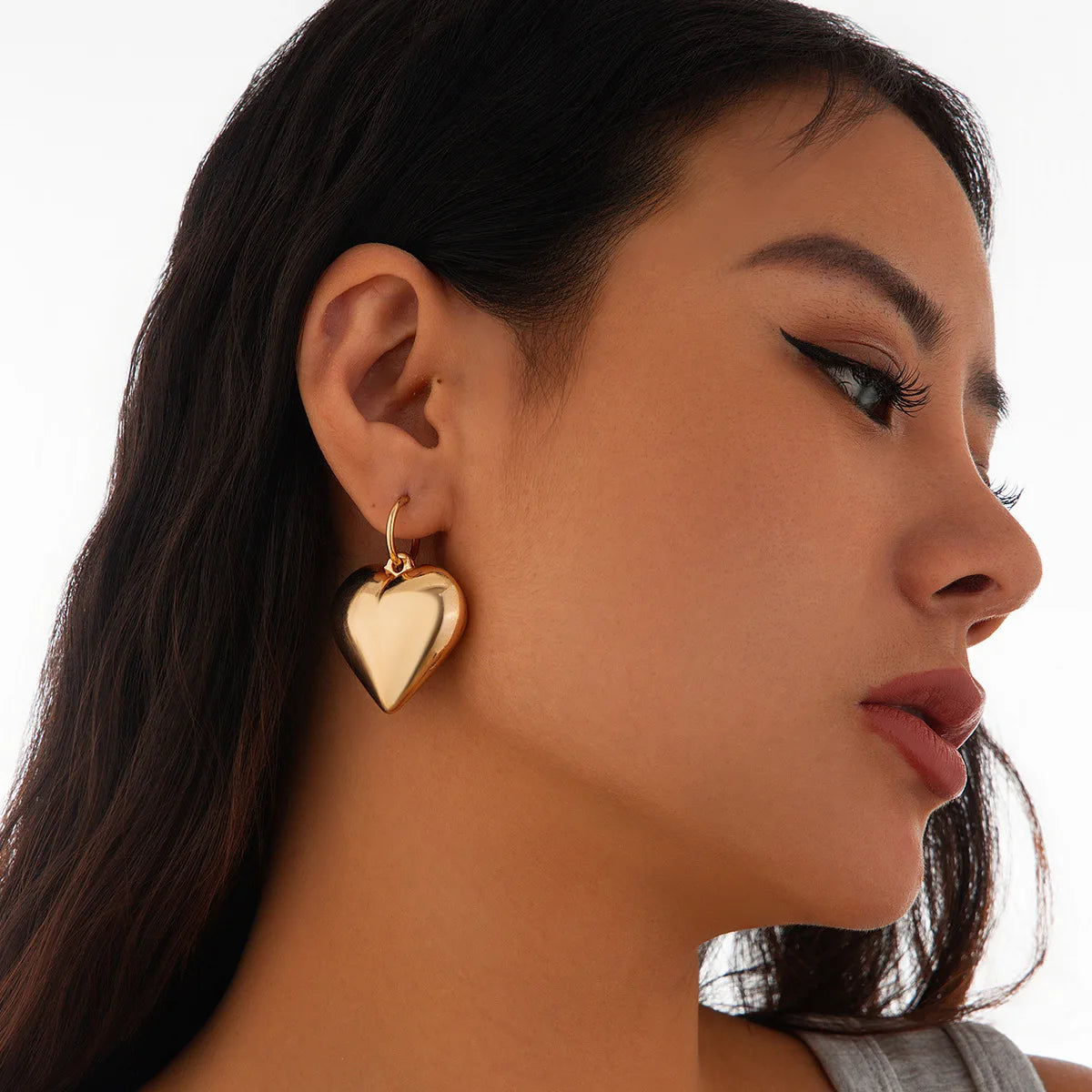 New Fashion Accessories CCB Heart Pendant Drop Earrings for Women Ear Dangle Jewelry Girl