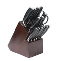 Hot Sale J&J 15pcs LFGB Certified Stainless Steel ABS with S/S430 Handle Ambidextrous Kitchen Knife Set Wooden Knife Block Set