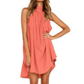 RNSHANGER Fashion Dress for Women Plus Size Irregular Sleeveless Casual Mini Beach Style Dress Summer Elegant Turtleneck Dress