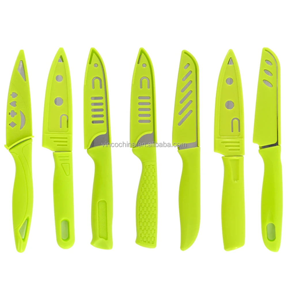 Non-Stick Sharp Straight Paring Knife with Safety Sheath for Peeling Fruits and Vegetables