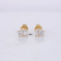 Confetti Three Stone 10k Solid Gold Fine Jewelry Melee Moissanite Push Back Stud Earrings