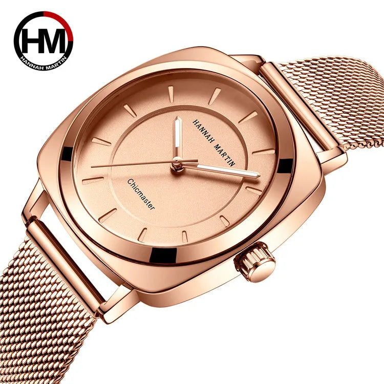 Hannah Martin HM-106 Quartz Watch Lady Rose Gold Bracelet Clock Wristwatches Relogio Feminino Drop Shipping