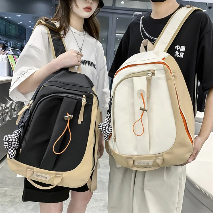 2025 Mochilas Large Capacity Multifunctional Nylon Backpack Zipper Geometric for School Travel Leisure Fashionable Laptop