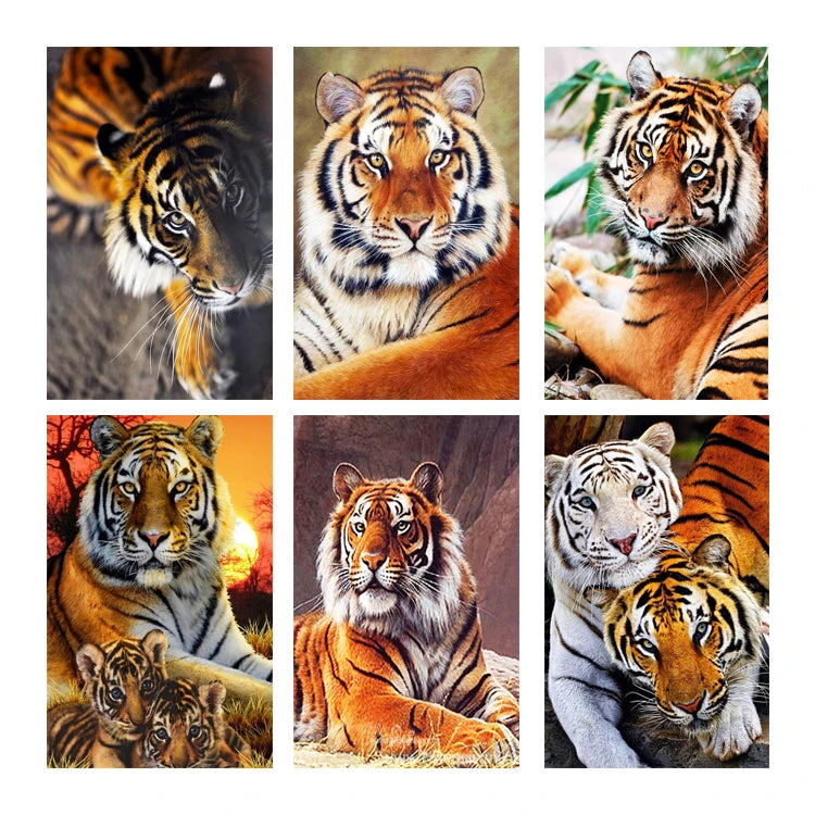 5D DIY Full Diamond Square/Round Tiger Painting Beads Landscape Canvas Adult Home Decor Craft Embroidery Animal Children Present