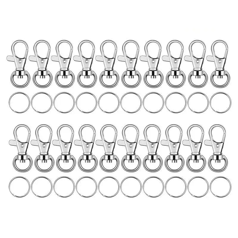 50pcs Lobster Clasp Keyring Bulk DIY Key Chains Accessory Lobster Claw Clasp with Key Rings Swivel Lanyard Clip Snap Hook Buckle