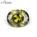 Ready to Ship 100 Pcs Synthetic Cheap Olive Green CZ Stone Oval Cut Cubic Zirconia Stones for Jewelry