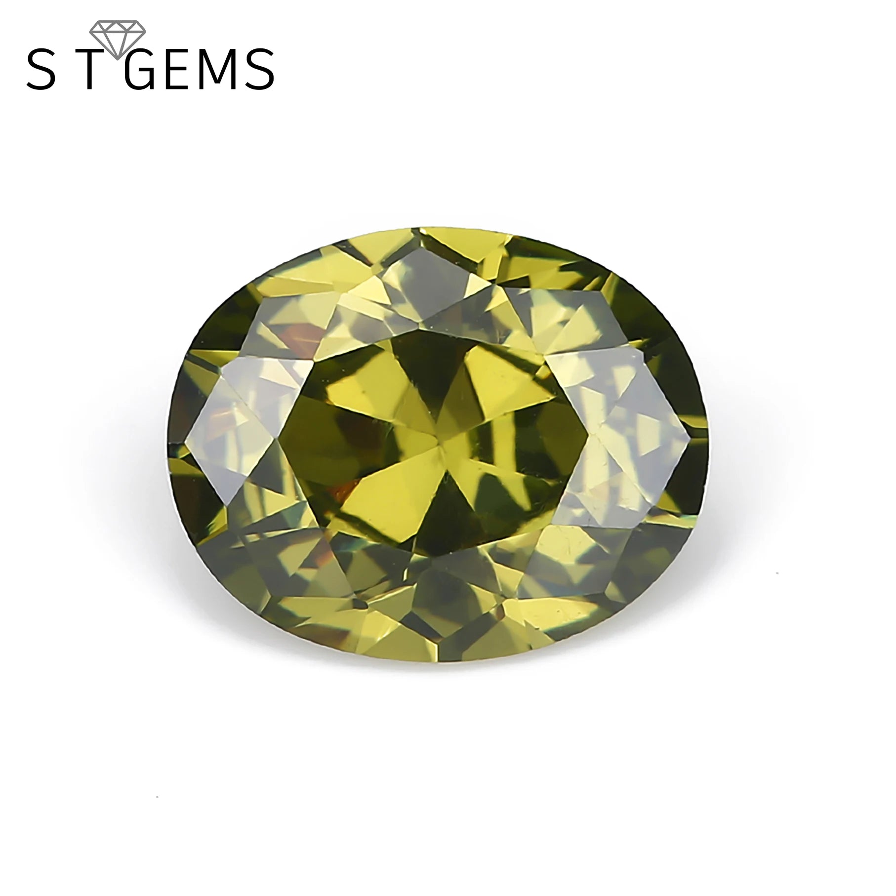 Ready to Ship 100 Pcs Synthetic Cheap Olive Green CZ Stone Oval Cut Cubic Zirconia Stones for Jewelry
