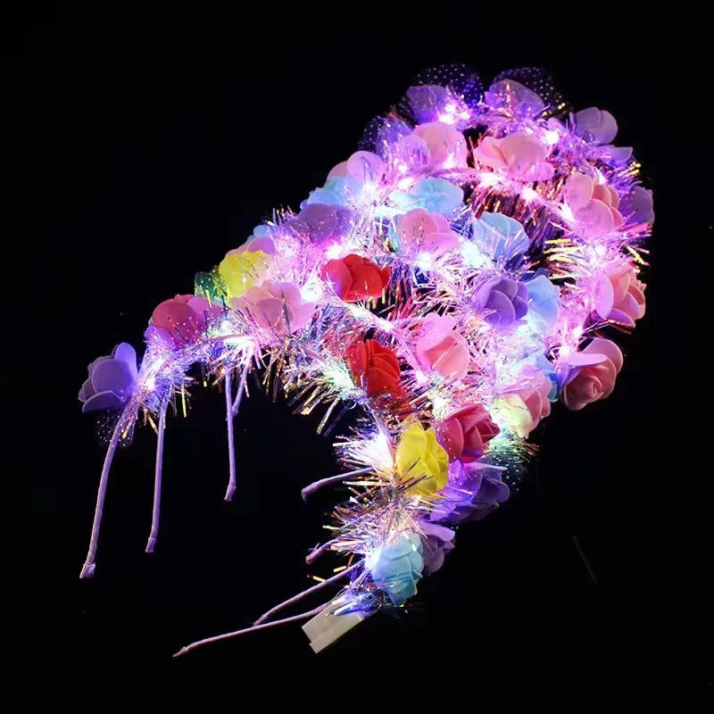 Bride Wedding Accessories LED Beautiful Luminous Rattan Flowers Led Flower Crown Headband