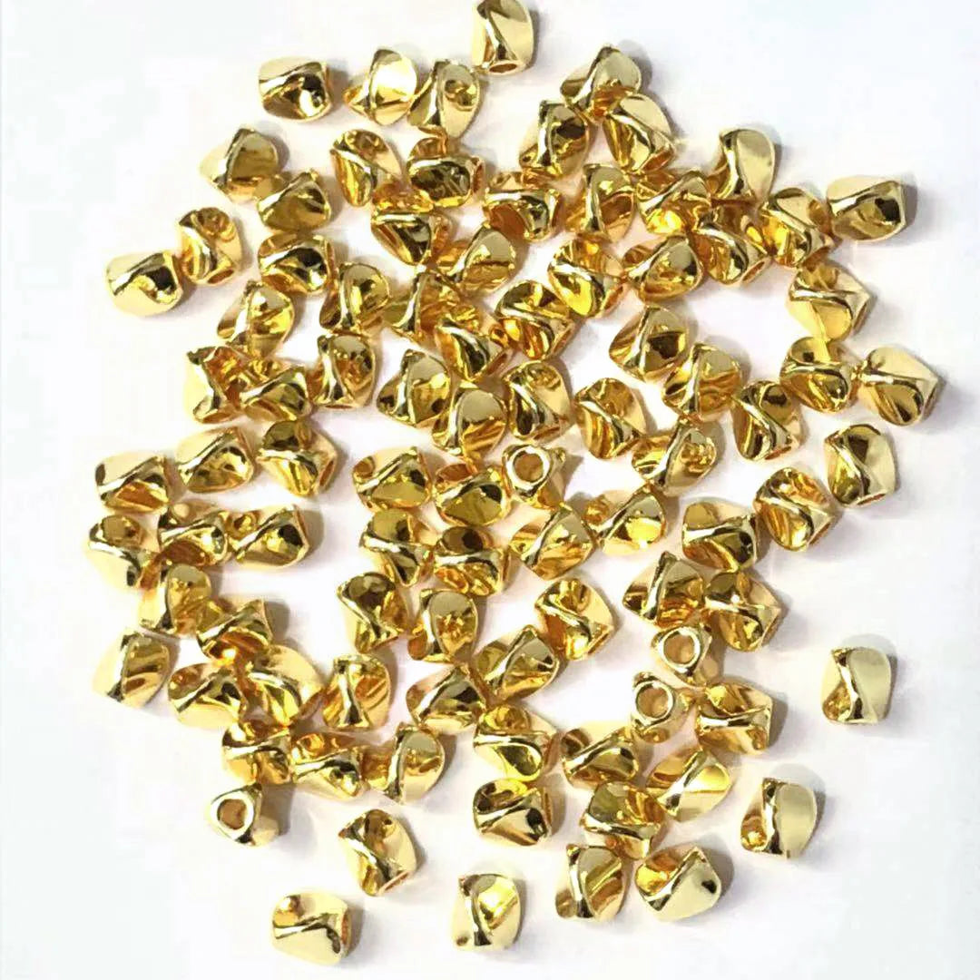 Handmade DIY Metal Beads Bracelet Pure Copper Plating Color Restrained Triangle Twist Bead Accessory
