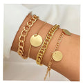 VKME Fashion 18K Gold Plated Bracelets for Women Vintage Punk Gold Cuban Link Chain Bracelet Set