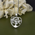 925 Silver Family Tree Necklace With Zircone Love Heart Pendants for Necklaces Jewelry