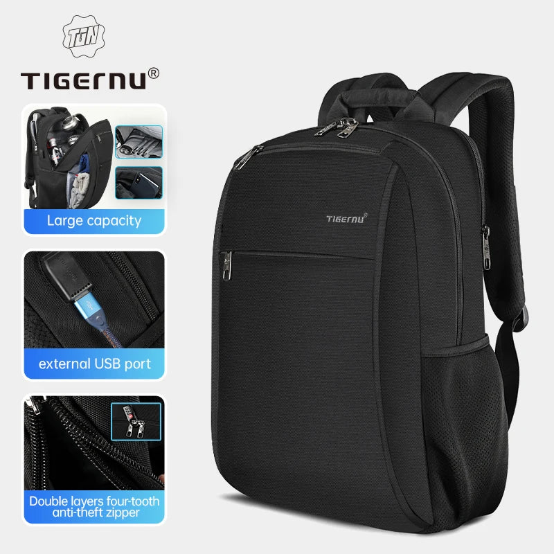 Tigernu T-B3221A Large Capacity Usb  Multifunctional Travel Bag Laptop Setchel Bag Bagpack With Zipper Lock