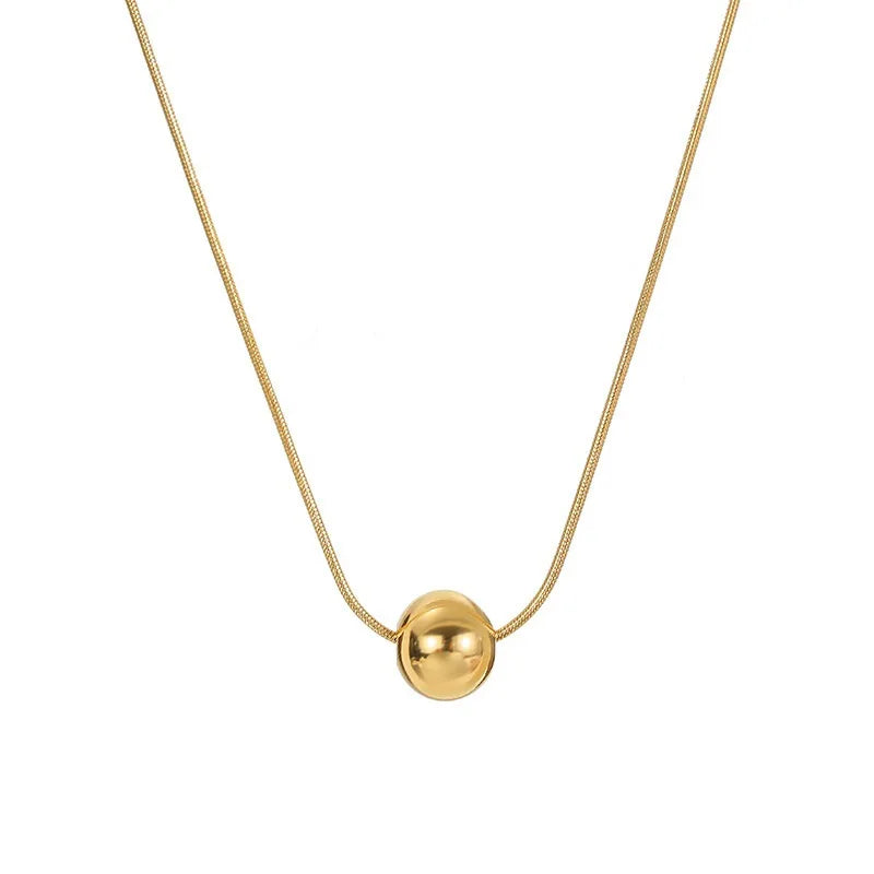AA00445 Stainless Steel Pendant Necklace 14K Gold Plated Beads Necklace Clavicle Necklace Jewelry for Woman and Men