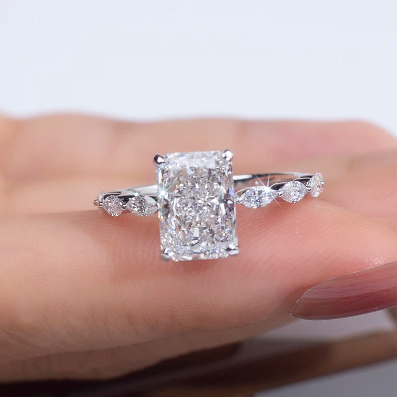 Messi Gems MSR-1304 Fashion 18K White  Gold 3ct F VVS2 Radiant Shape Lab Grown Diamond Ring