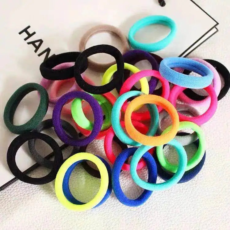 100pcs Elastic Hair Ties Rubber Bands Headdress Ponytail Holder for Girls and Women