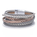 Handmade Magnetic Clasp Braided Leather Vintage Charm Bracelet For Men Women
