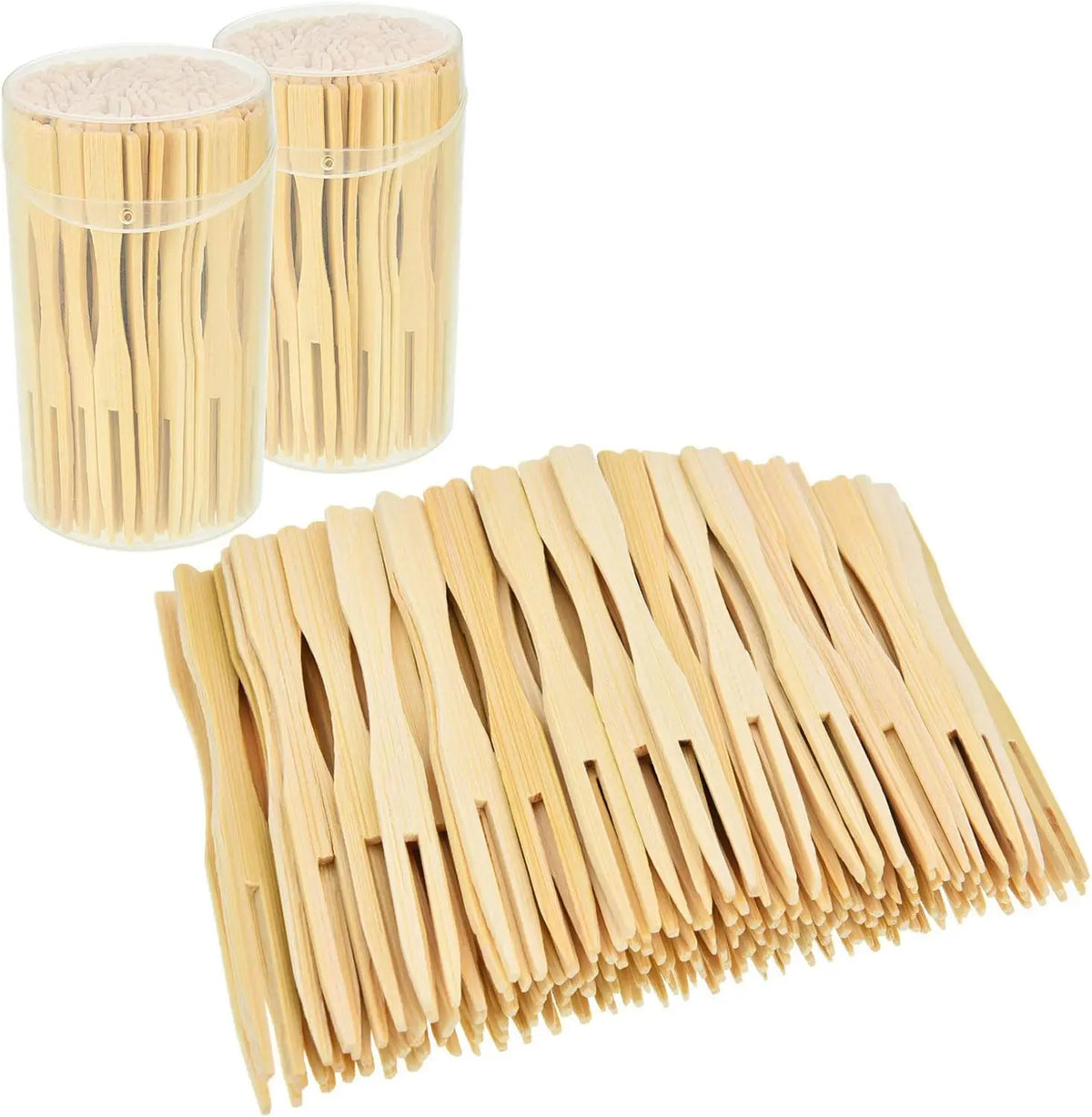 Custom Hot Resistant Disposable Bamboo Fork Christmas Mini Bamboo Fruit Fork for Food Appetizer Picks Forks