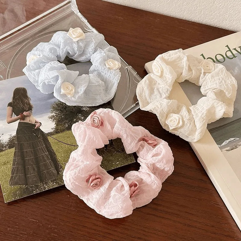 Korean Style Satin Silk Hair Scrunchies Designer Elastic Hairbands for Girls in European American Style Wholesale