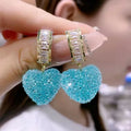 2023 New Arrival Pink Heart Drop Earrings for Women Fashion Cute Sweet Crystal Jewelry Girl Gifts