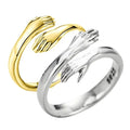 Simple Finger Hug Couple Ring Gold Plated Opening Adjustable Hugging Hand Rings MegaBDM