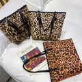 Custom Logo Korean Luxury Boutique Leopard Print Reusable Big Tote Shoulder Shopping Bags Women Hand Bags Two Straps 2021 Pu