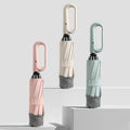 New Style 10-bone Reverse Automatic Umbrella Ring Buckle Handle 3 Fold Men's Business Umbrella with Printed logo Customization