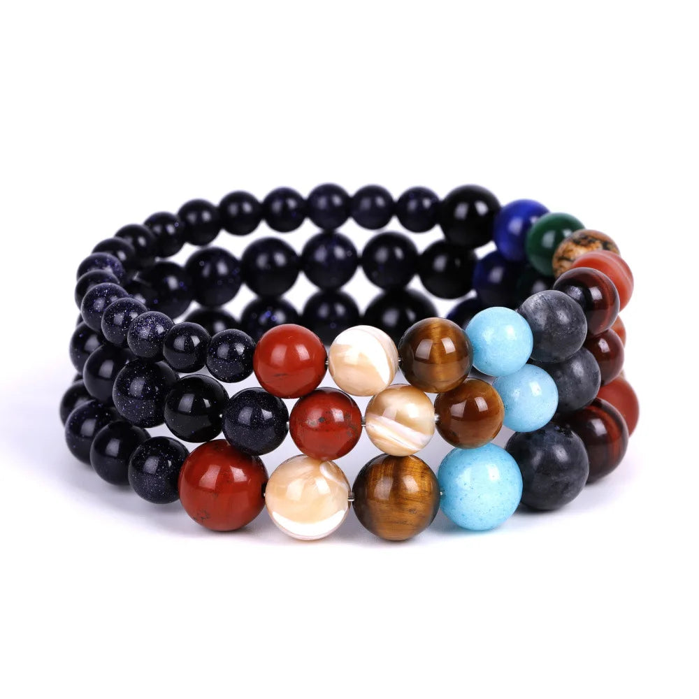 Solar System Bracelet Universe Galaxy the Eight Planets Guardian Star Natural Stone Beads Bracelet Gifts