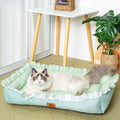 Modern Summer Cool Pet Nest Small Fresh Anti-slip Cat Dog Bed Ruffle PP Cotton Square Comfortable Faux Fur Classic Solid Carton