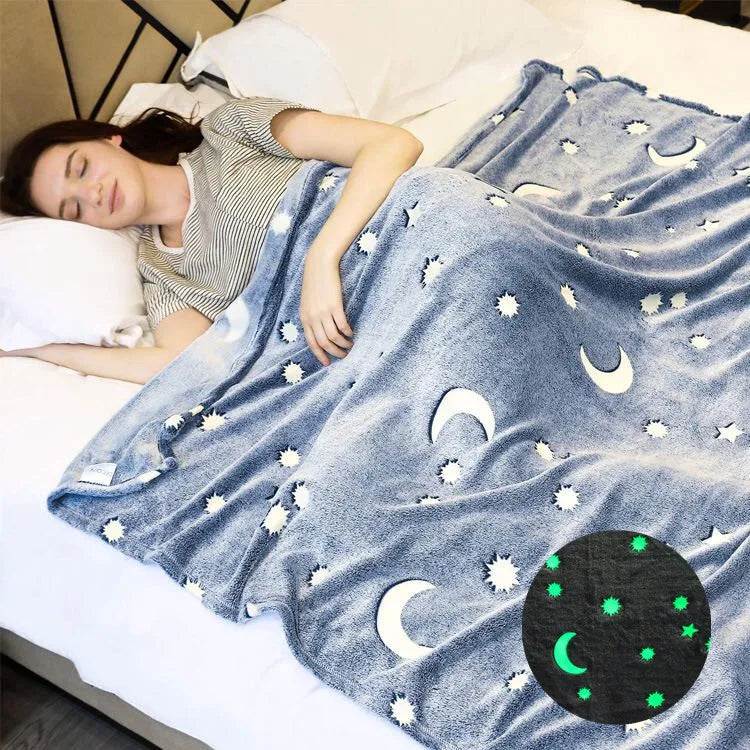 High Flexibiliy Thicken Glowing Fleece Blanket Glow in the Dark Blanket Throw Blankets for Kids and Adults