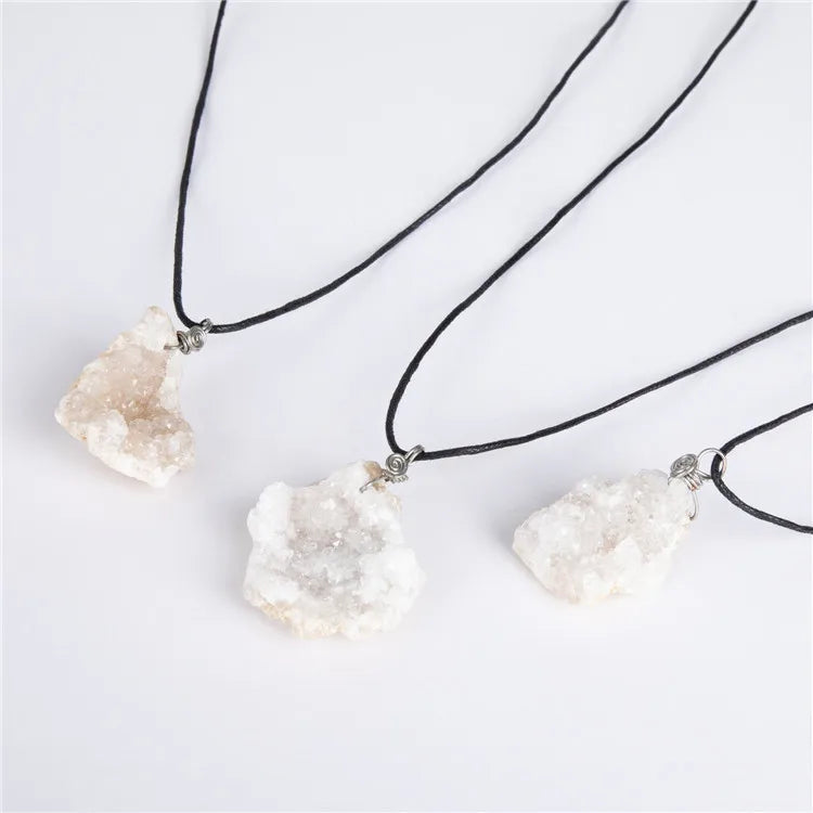 HZ Wholesale Cheap Jewelry Plated  Stone Agate Geode Pendant Necklace Jewelry