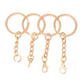 PD151-PD158 Promotional Rose Gold DIY Split Key Ring with Chain Metal Keychain & Carabiner Parts Open Key Buckle Design