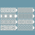 Saffron 34*10cm Floral Cake Mesh Stencil Multiple Designs Cheap Plastic Laser Cut Templates for Cake Decorating