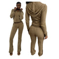 KY Femme Raw Edge Retro Streetwear Flare Sweatpants Distress Khaki Side Panel  Embroidered Custom logo Sweatsuits