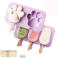 Food Grade CAT and RABBIT Silicone Popsicle Molds for Ice Cream with Cover and 40 Wooden Sticks