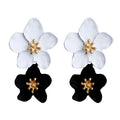 LX-032 Designer Artificial Fashion Trendy Earrings Women Jewelry Multi Color Modern Double Flowers Stud Earrings for Girls
